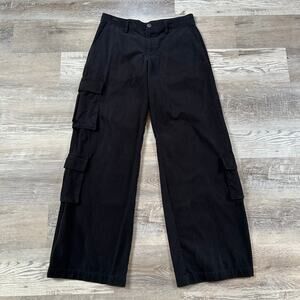 Motel Cargo Pants Black Cotton Wide Leg High Rise Y2K Utility Grunge